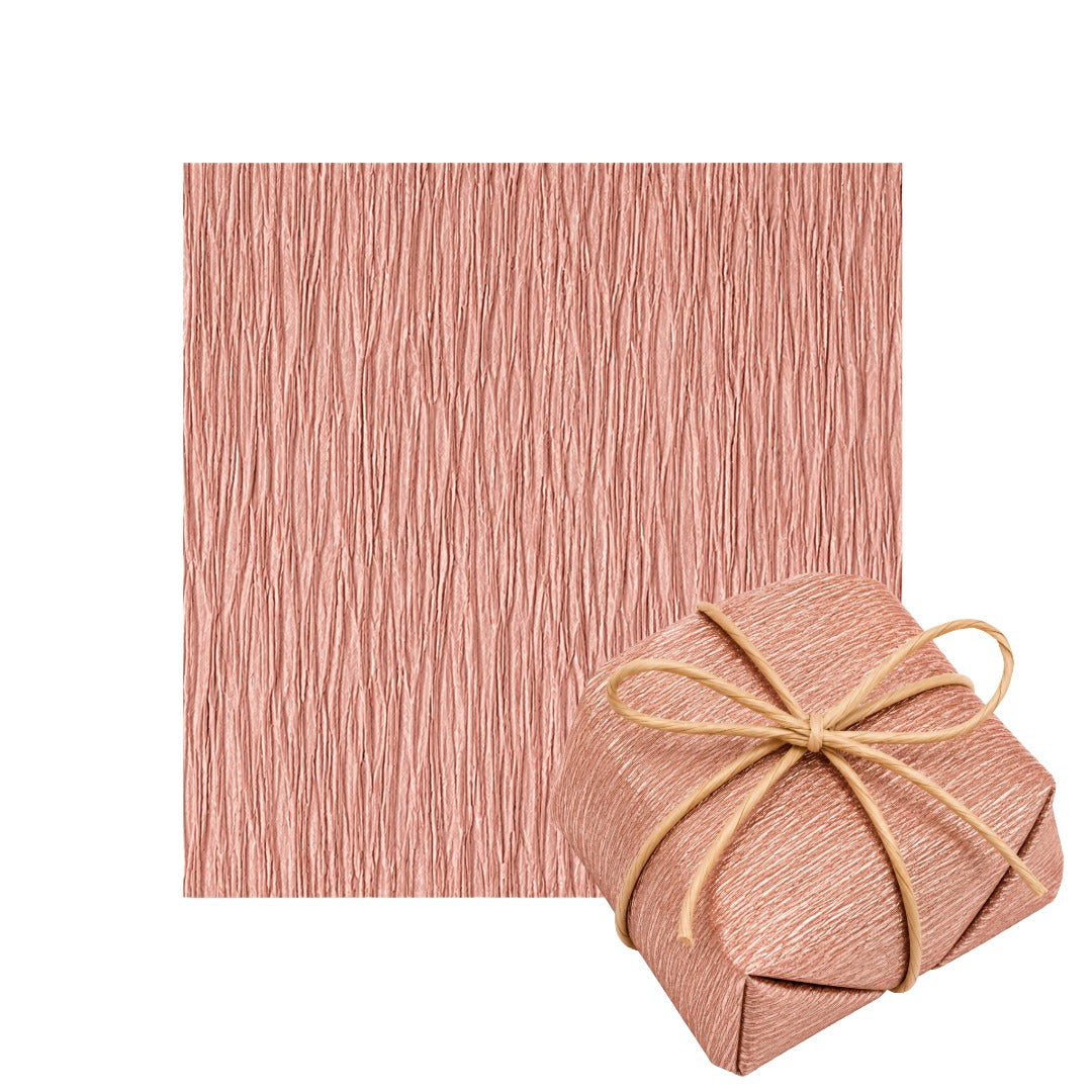 Folhas de Papel Crepom para Embrulho de Bem Casados 15cm x 15cm Ouro Rosé (40 Folhas)