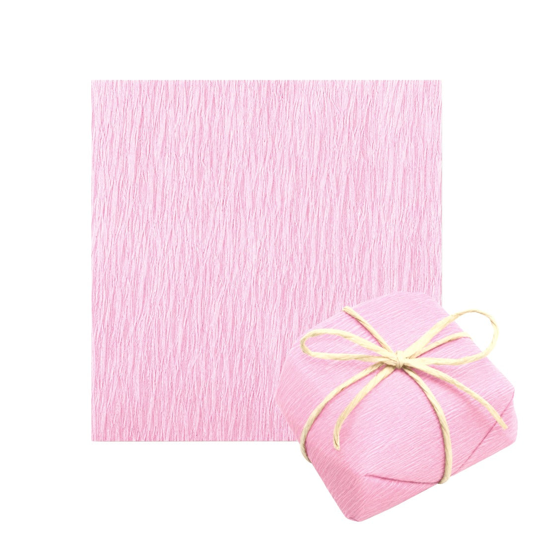 Folhas de Papel Crepom para Embalagem de Bem Casados 15cm x 15cm Rosa Bebê (40 Folhas)