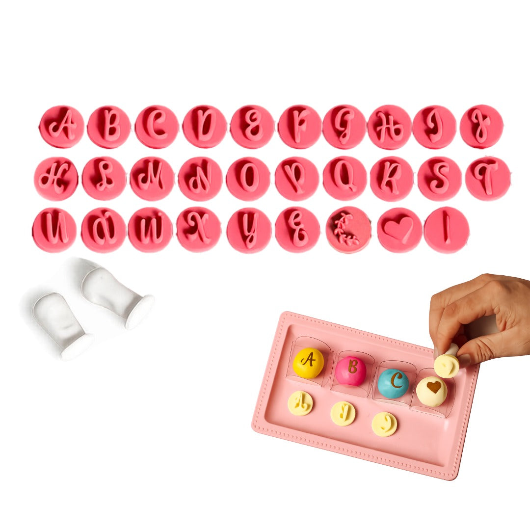 Mini Fondant & Brigadeiro Embosser Stamp Set | 2cm Fancy Letters
