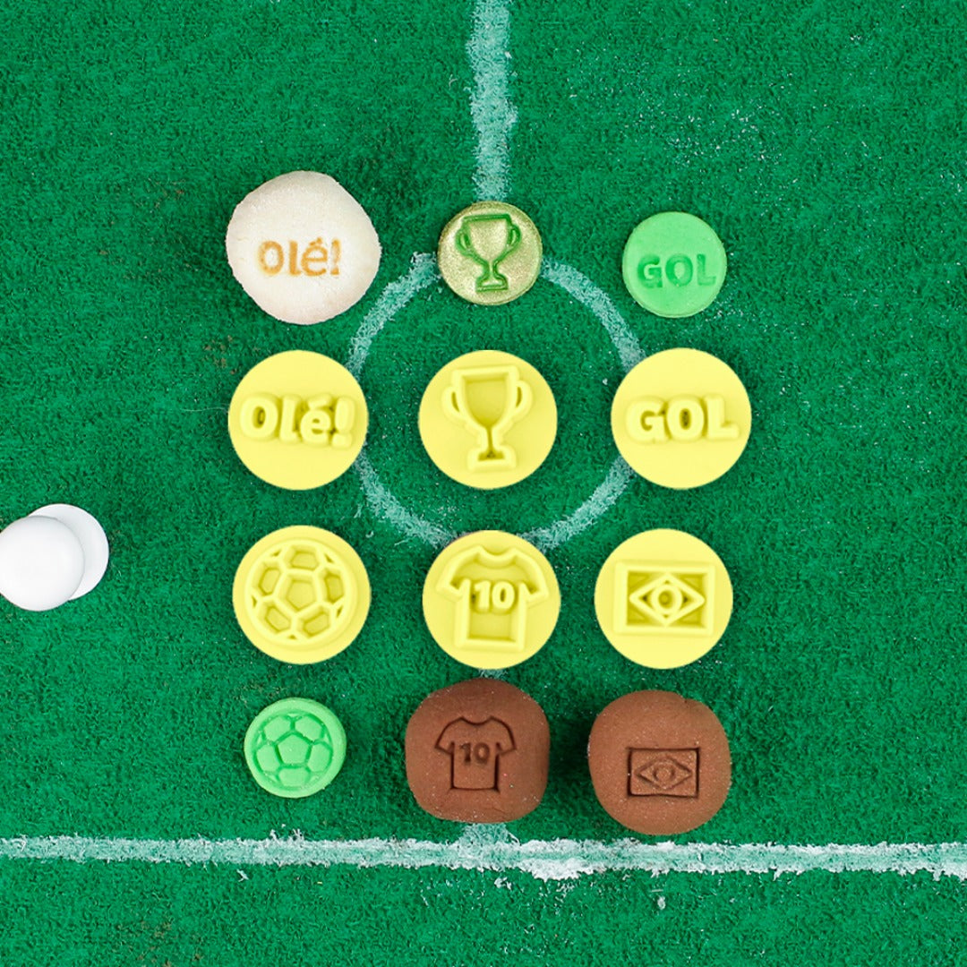 Juego de sellos repujadores para dulces temática fútbol (BlueStar, 7 piezas)