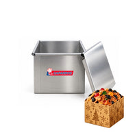 Thumbnail for Molde pequeño cuadrado de aluminio para panettone con tapa – 12 × 12 × 12 cm