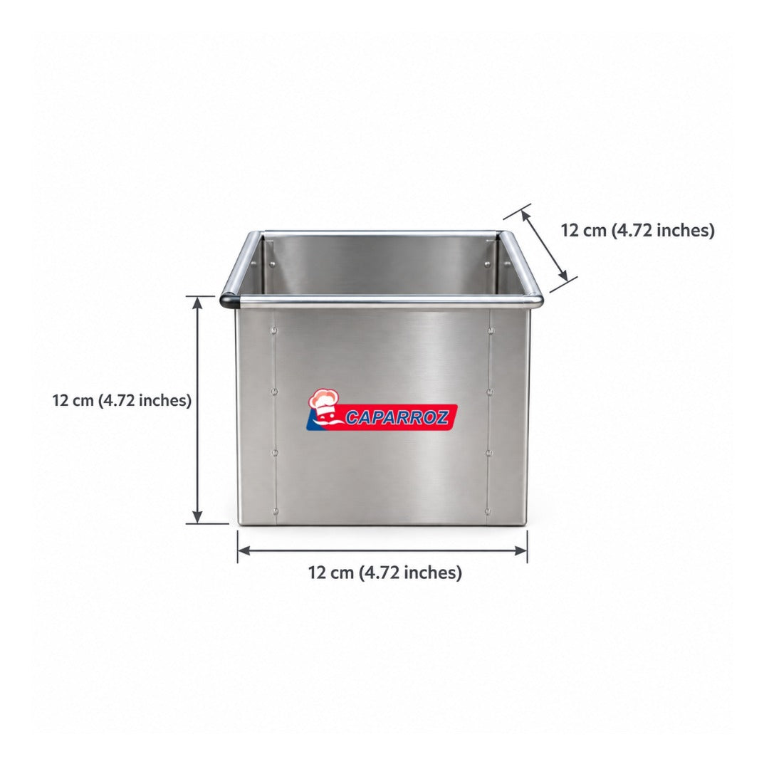 Molde pequeño cuadrado de aluminio para panettone con tapa – 12 × 12 × 12 cm