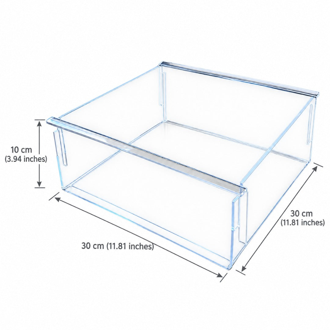 Square Acrylic Cake Display Mold with Free Spatula – 30 × 30 × 10 cm (11.81 × 11.81 × 3.94 in)