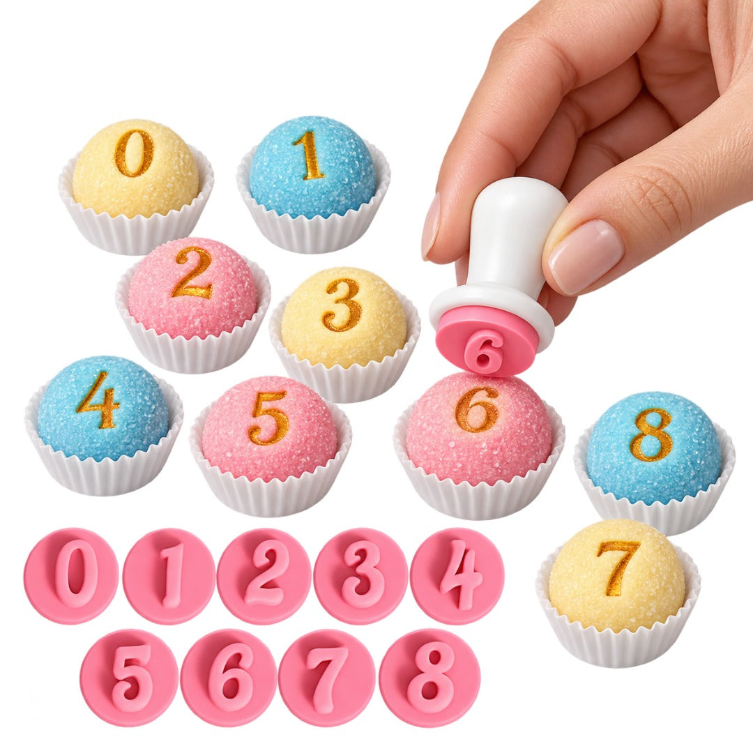 Mini Fondant & Brigadeiro Embosser Stamp Set | 2cm Fancy Numbers