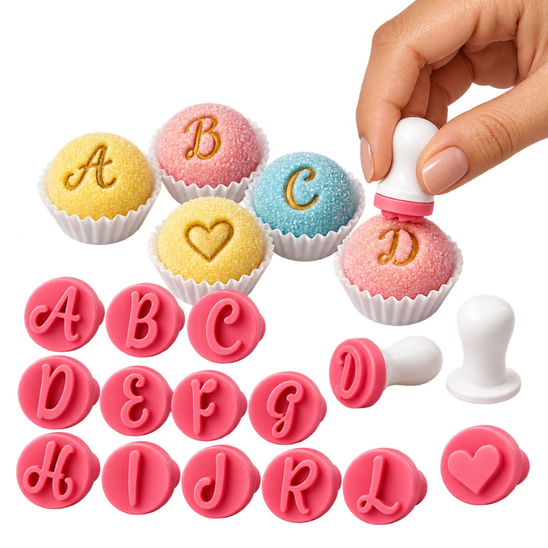 Mini Fondant & Brigadeiro Embosser Stamp Set | 2cm Fancy Letters