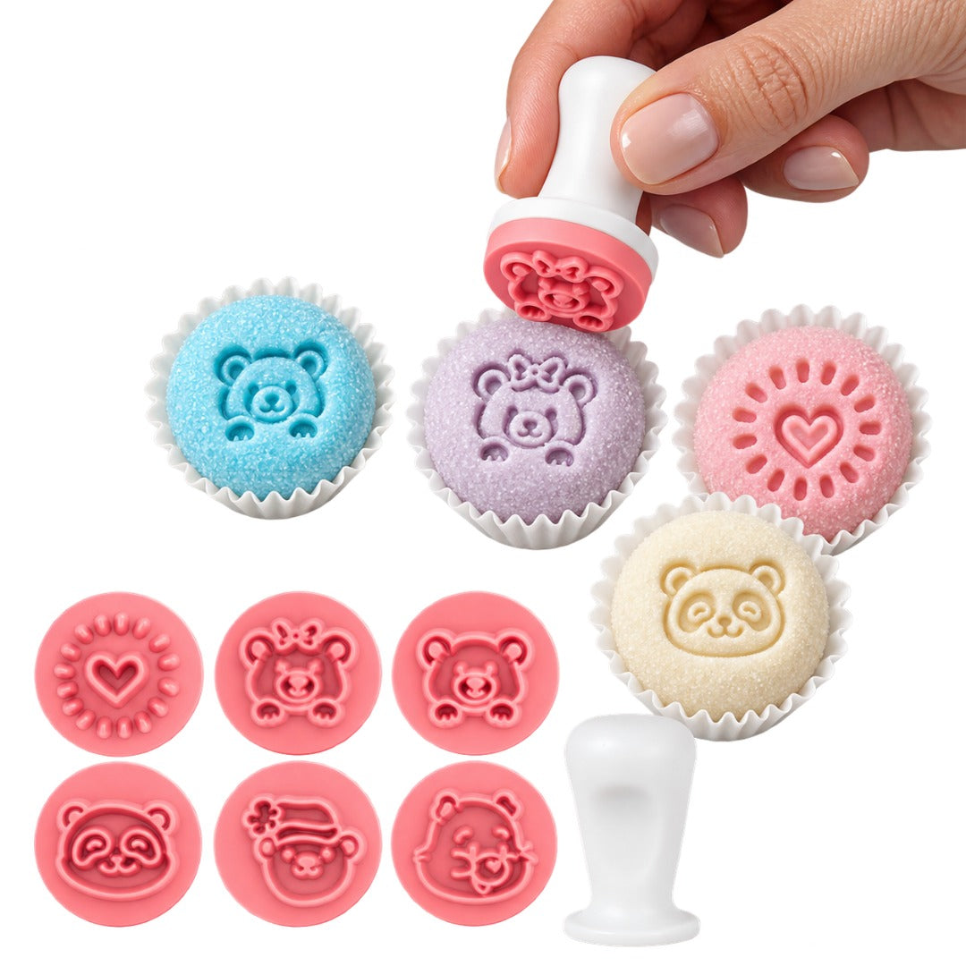 Mini Fondant & Brigadeiro Embosser Stamp Set – Teddy Bears | 2 cm (0.79 in) | Ursinhos
