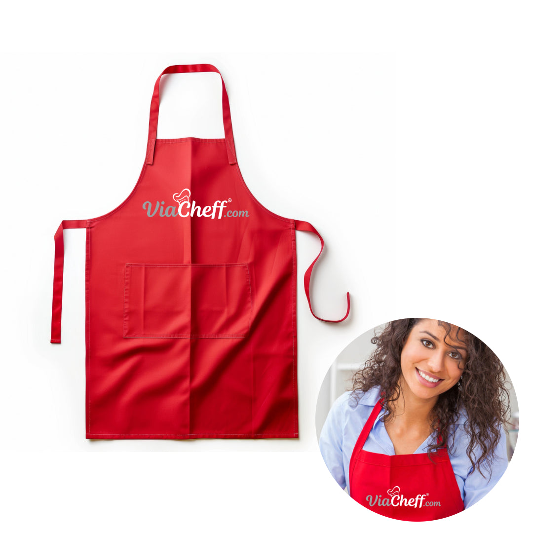 ViaCheff Fabric Apron with Front Pocket (Red)