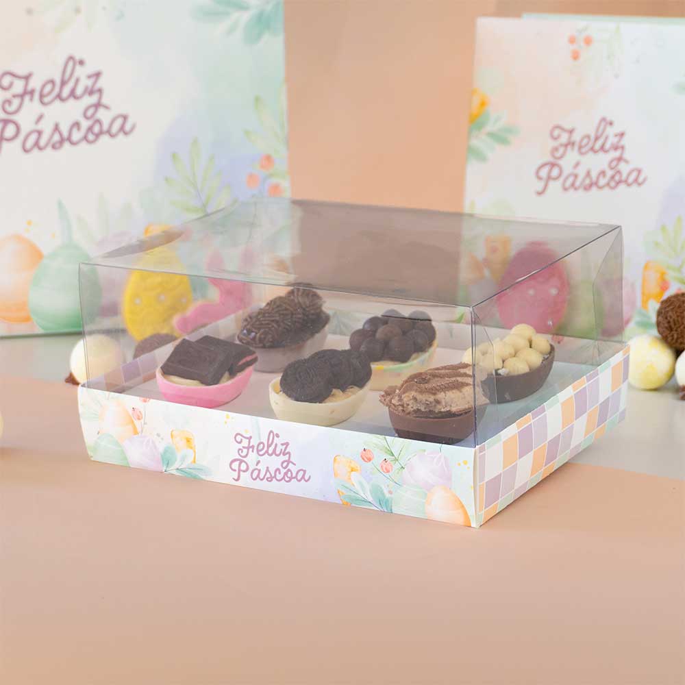 Box for Easter Egg With Clear Lid. (For 50g  egg shells) TERNURA Line - 10 Pack