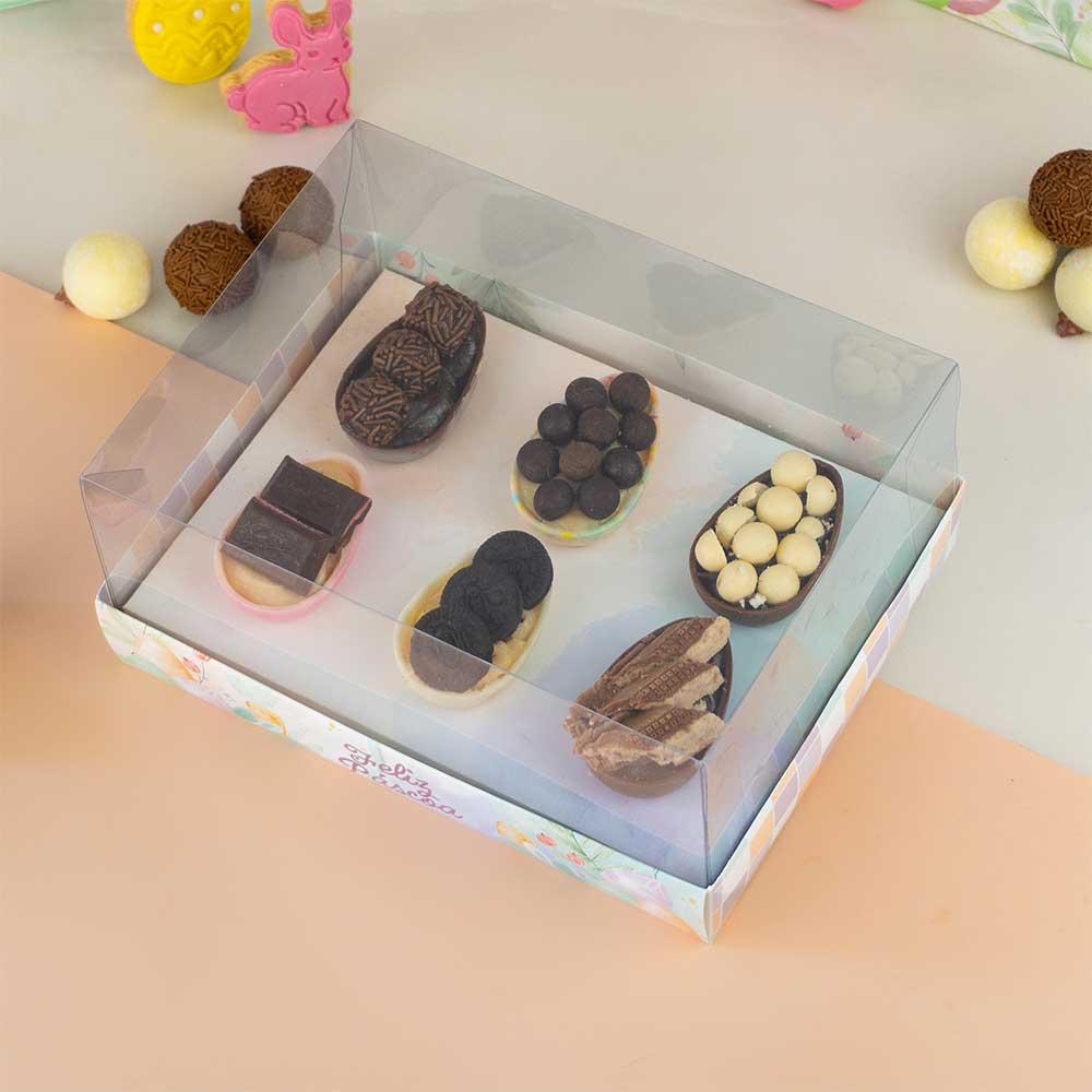 Box for Easter Egg With Clear Lid. (For 50g  egg shells) TERNURA Line - 10 Pack
