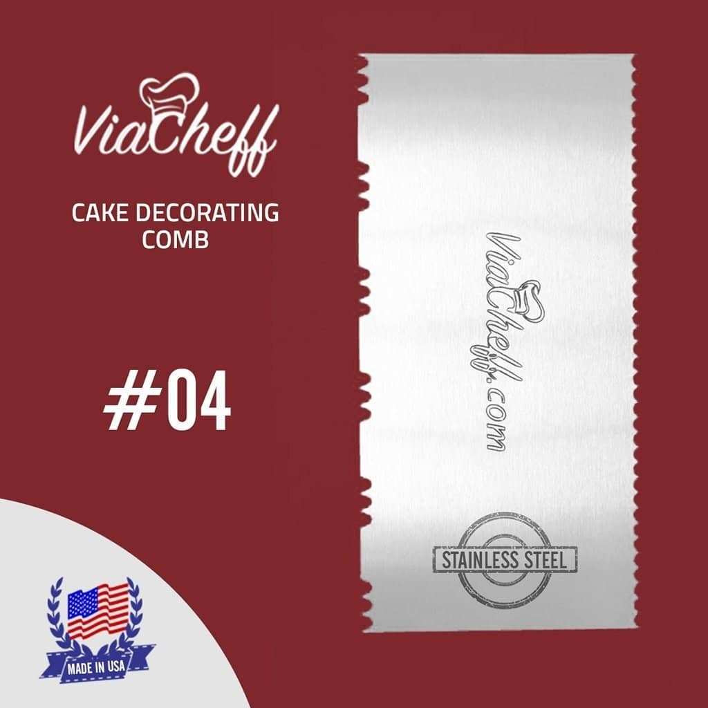 2-Sided Stainless Steel  Cake Decorating Comb #4 (4" X 8") - ViaCheff.com